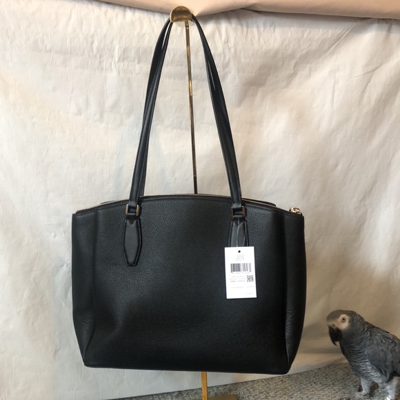 Kate Spade black pebble leather large shoulder bag new with tags; zip & magnetic - Picture 6 of 10